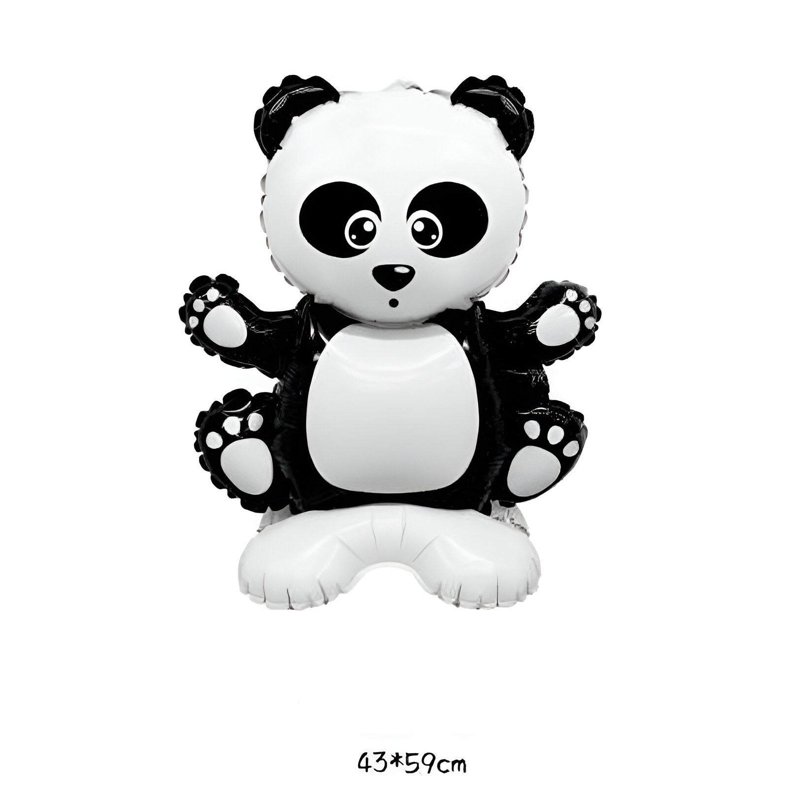 Balon din Folie Metalizata, Flippy, Figurine Animăluțe, Model Panda, 43x59cm, Ambalaj Individual, Pai Inclus, Umflare
