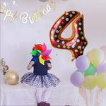 Balon din Folie Metalizata Flippy, Figurina Cifra, Imprimeu Gogosi, Tema Aniversare 100 cm, Ambalaj Individual, Pai