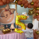 Balon din Folie Metalizata Flippy, Figurina Cifra, Imprimeu Gogosi, Tema Aniversare 100 cm, Ambalaj Individual, Pai