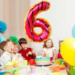 Balon din Folie Metalizata Flippy, Figurina Cifra, Imprimeu Gogosi, Tema Aniversare 100 cm, Ambalaj Individual, Pai