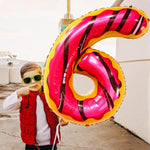 Balon din Folie Metalizata Flippy, Figurina Cifra, Imprimeu Gogosi, Tema Aniversare 100 cm, Ambalaj Individual, Pai