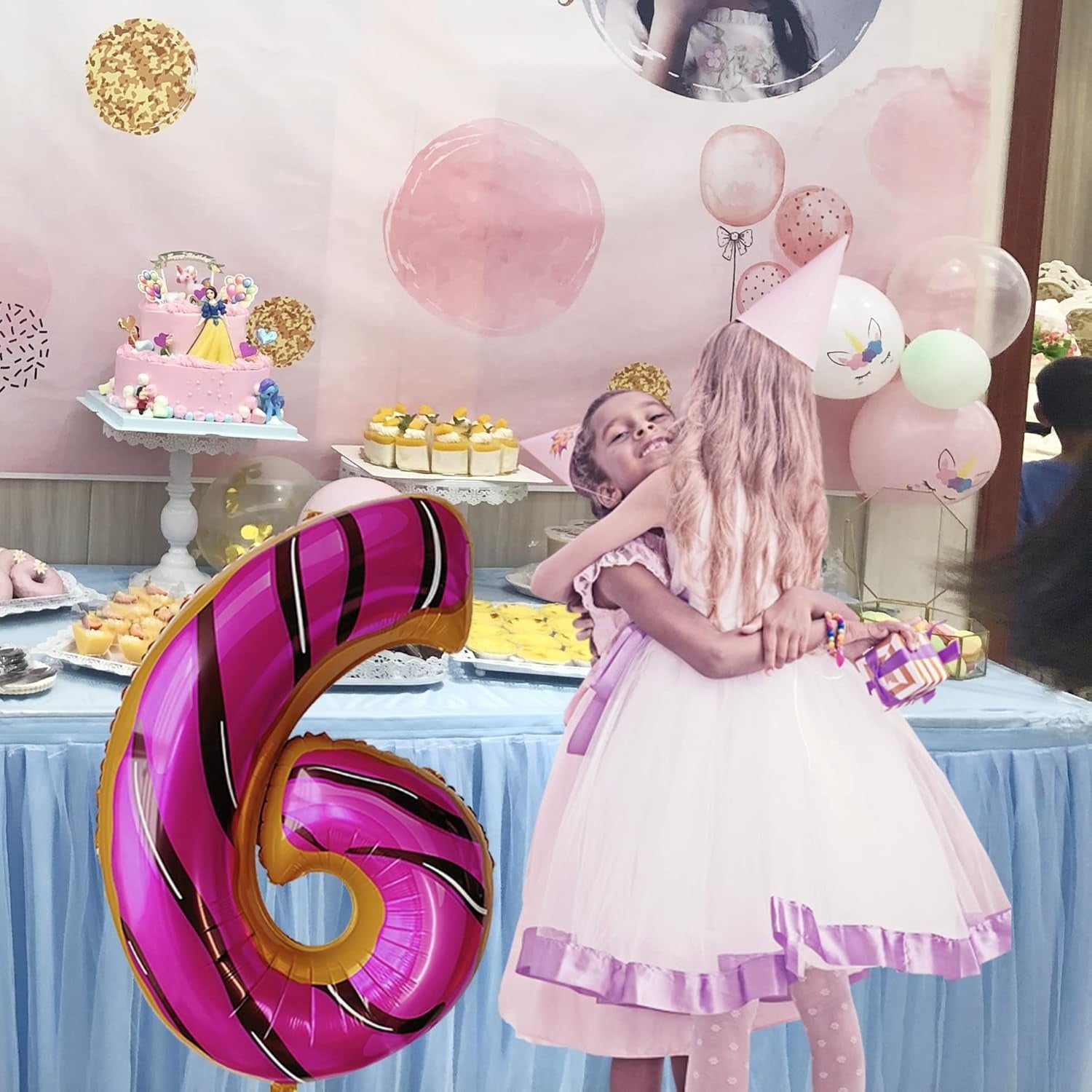 Balon din Folie Metalizata Flippy, Figurina Cifra, Imprimeu Gogosi, Tema Aniversare 100 cm, Ambalaj Individual, Pai