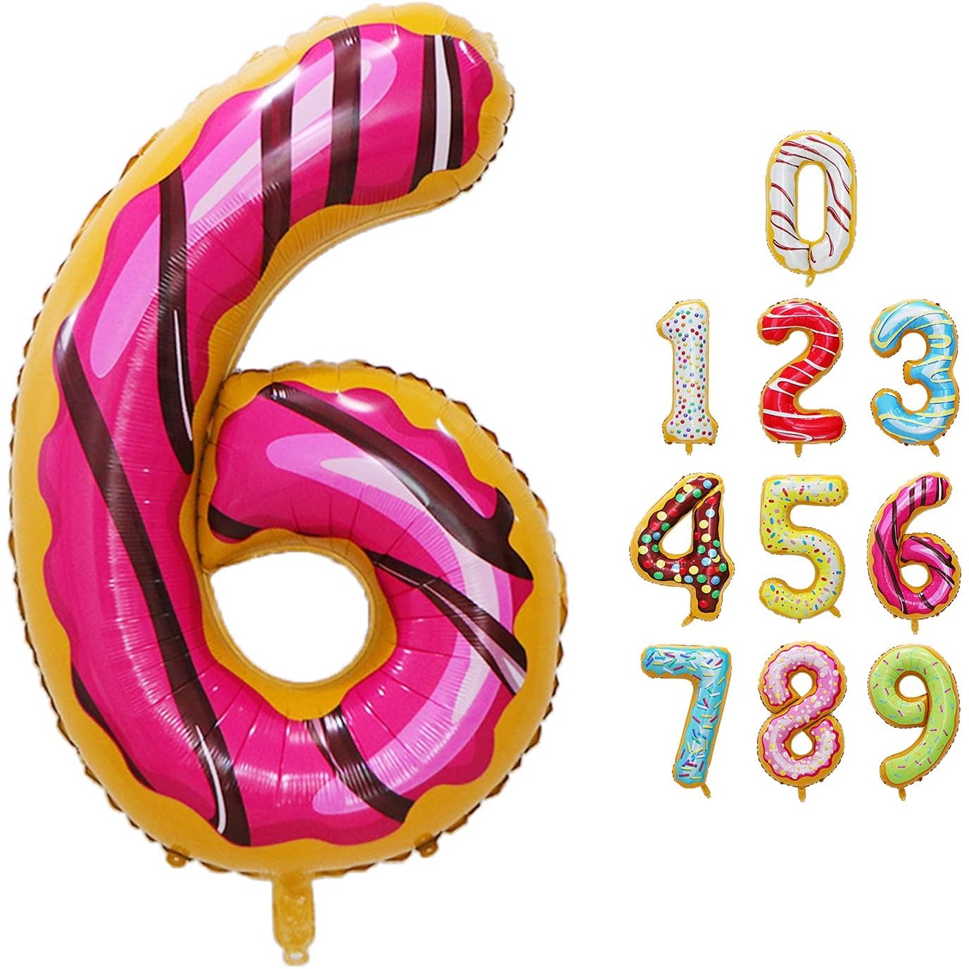 Balon din Folie Metalizata Flippy, Figurina Cifra, Imprimeu Gogosi, Tema Aniversare 100 cm, Ambalaj Individual, Pai