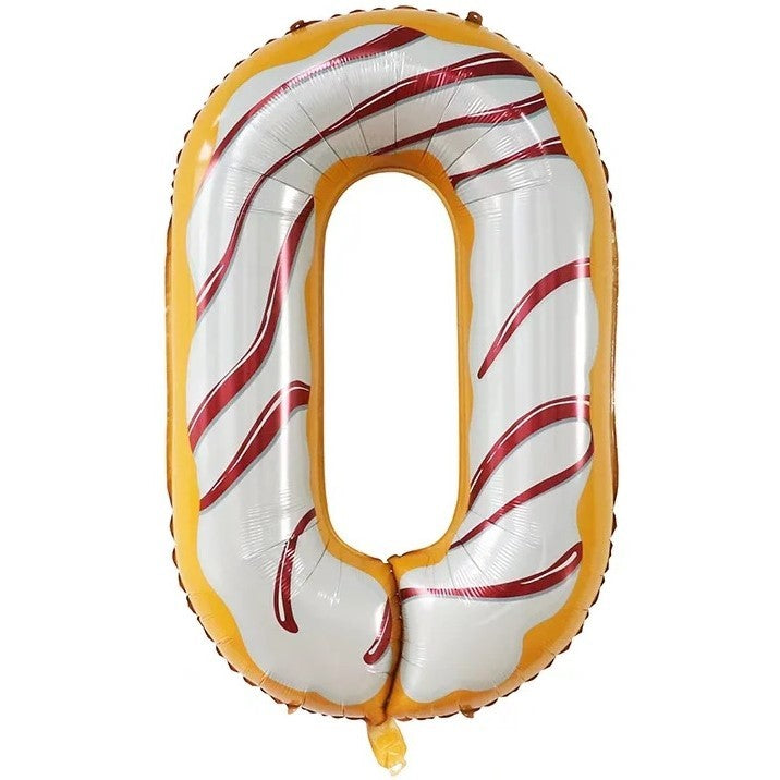 Balon din Folie Metalizata Flippy, Figurina Cifra, Imprimeu Gogosi, Tema Aniversare 100 cm, Ambalaj Individual, Pai