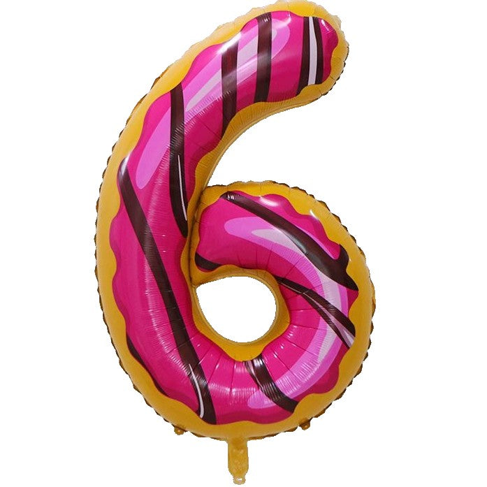 Balon din Folie Metalizata Flippy, Figurina Cifra, Imprimeu Gogosi, Tema Aniversare 100 cm, Ambalaj Individual, Pai