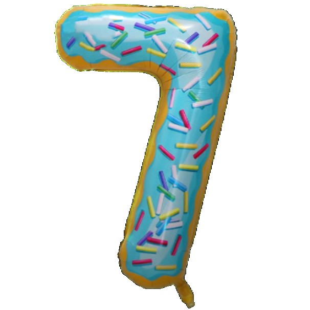 Balon din Folie Metalizata Flippy, Figurina Cifra, Imprimeu Gogosi, Tema Aniversare 100 cm, Ambalaj Individual, Pai