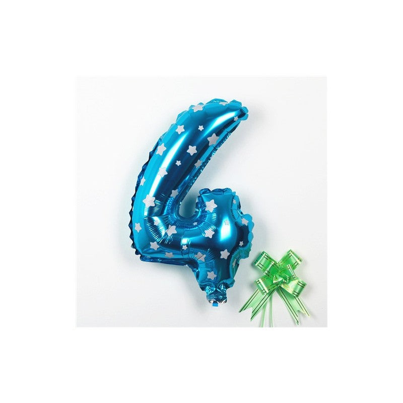 Balon din Folie Metalizata Flippy, Figurina Cifra, Imprimeu Stele, Tema Aniversare 80 cm, Ambalaj Individual, Pai