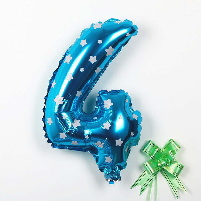 Balon din Folie Metalizata Flippy, Figurina Cifra, Imprimeu Stele, Tema Aniversare 80 cm, Ambalaj Individual, Pai