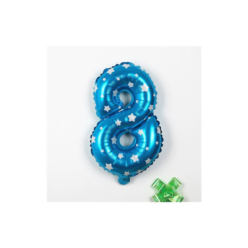 Balon din Folie Metalizata Flippy, Figurina Cifra, Imprimeu Stele, Tema Aniversare 80 cm, Ambalaj Individual, Pai