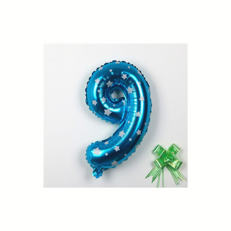 Balon din Folie Metalizata Flippy, Figurina Cifra, Imprimeu Stele, Tema Aniversare 80 cm, Ambalaj Individual, Pai