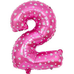 Balon din Folie Metalizata Flippy, Figurina Cifra, Imprimeu Inimi, Tema Aniversare 80 cm, Ambalaj Individual, Pai