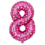 Balon din Folie Metalizata Flippy, Figurina Cifra, Imprimeu Inimi, Tema Aniversare 80 cm, Ambalaj Individual, Pai