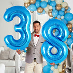 Balon din Folie Metalizata Flippy, Figurina Cifra, Tema Aniversare 40 cm, Ambalaj Individual, Pai inclus, Umflare cu