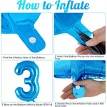 Balon din Folie Metalizata Flippy, Figurina Cifra, Tema Aniversare 40 cm, Ambalaj Individual, Pai inclus, Umflare cu
