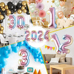 Balon din Folie Metalizata Flippy, Figurina Cifra, Tema Aniversare 40 cm, Ambalaj Individual, Pai inclus, Umflare cu