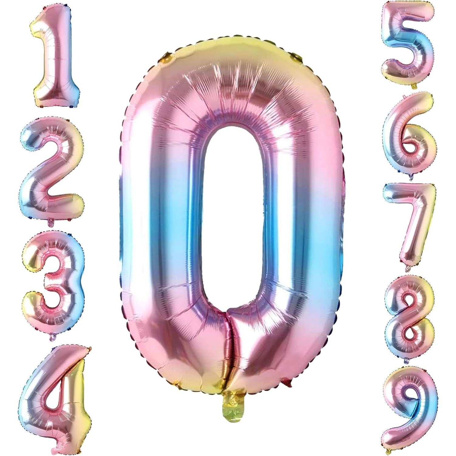 Balon din Folie Metalizata Flippy, Figurina Cifra, Tema Aniversare 40 cm, Ambalaj Individual, Pai inclus, Umflare cu