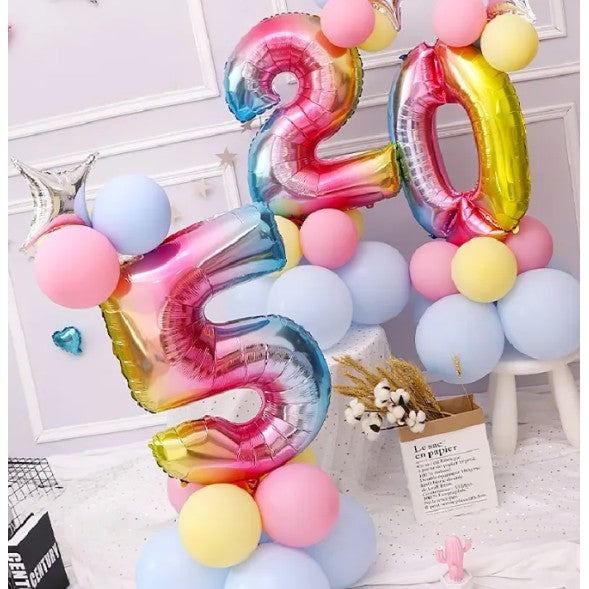 Balon din Folie Metalizata Flippy, Figurina Cifra, Tema Aniversare 40 cm, Ambalaj Individual, Pai inclus, Umflare cu