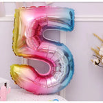 Balon din Folie Metalizata Flippy, Figurina Cifra, Tema Aniversare 40 cm, Ambalaj Individual, Pai inclus, Umflare cu