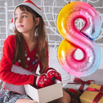 Balon din Folie Metalizata Flippy, Figurina Cifra, Tema Aniversare 40 cm, Ambalaj Individual, Pai inclus, Umflare cu