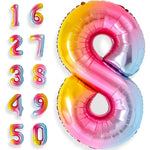 Balon din Folie Metalizata Flippy, Figurina Cifra, Tema Aniversare 40 cm, Ambalaj Individual, Pai inclus, Umflare cu