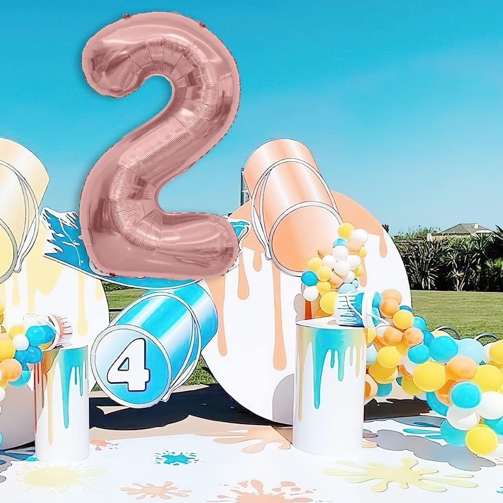 Balon din Folie Metalizata Flippy, Figurina Cifra, Tema Aniversare 80 cm, Ambalaj Individual, Pai inclus, Umflare cu