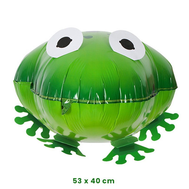 Balon din Folie Metalizata, Flippy, Figurina Animata, Model Broasca, 53x40 cm, Ambalaj Individual, Pai Inclus, Umflare