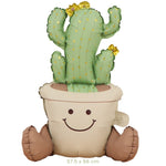 Balon din Folie Metalizata, Flippy, Figurina Animata, Model Ghivechi Cactus, 57.5 x 56 cm, Ambalaj Individual, Pai