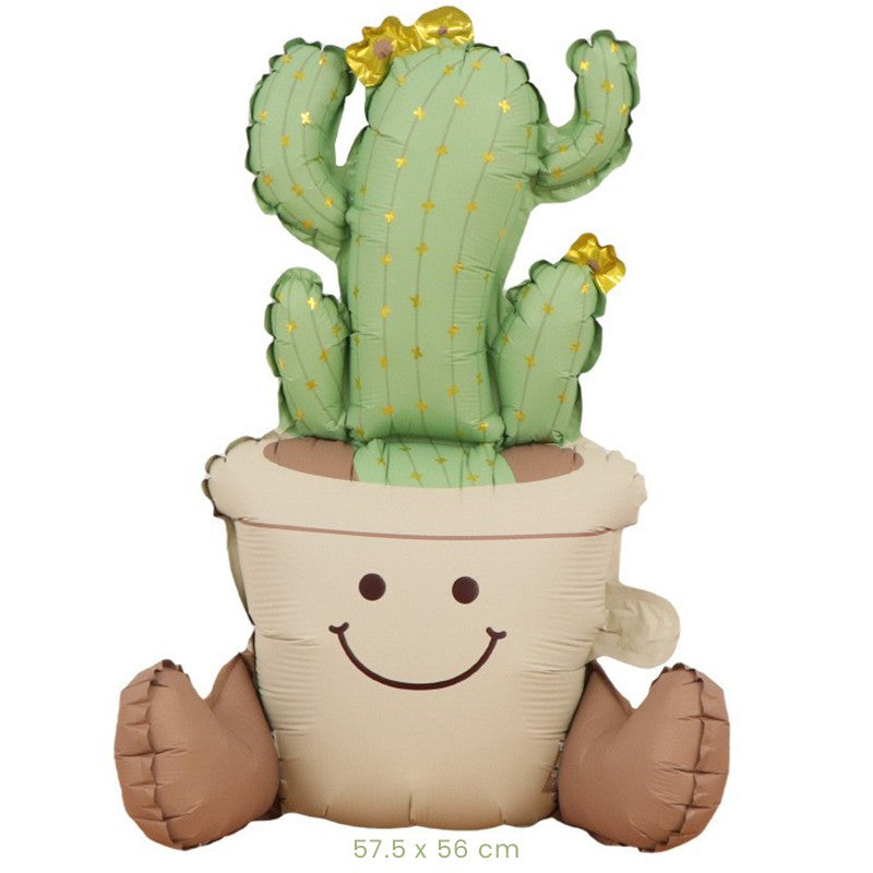 Balon din Folie Metalizata, Flippy, Figurina Animata, Model Ghivechi Cactus, 57.5 x 56 cm, Ambalaj Individual, Pai