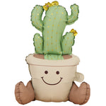 Balon din Folie Metalizata, Flippy, Figurina Animata, Model Ghivechi Cactus, 57.5 x 56 cm, Ambalaj Individual, Pai