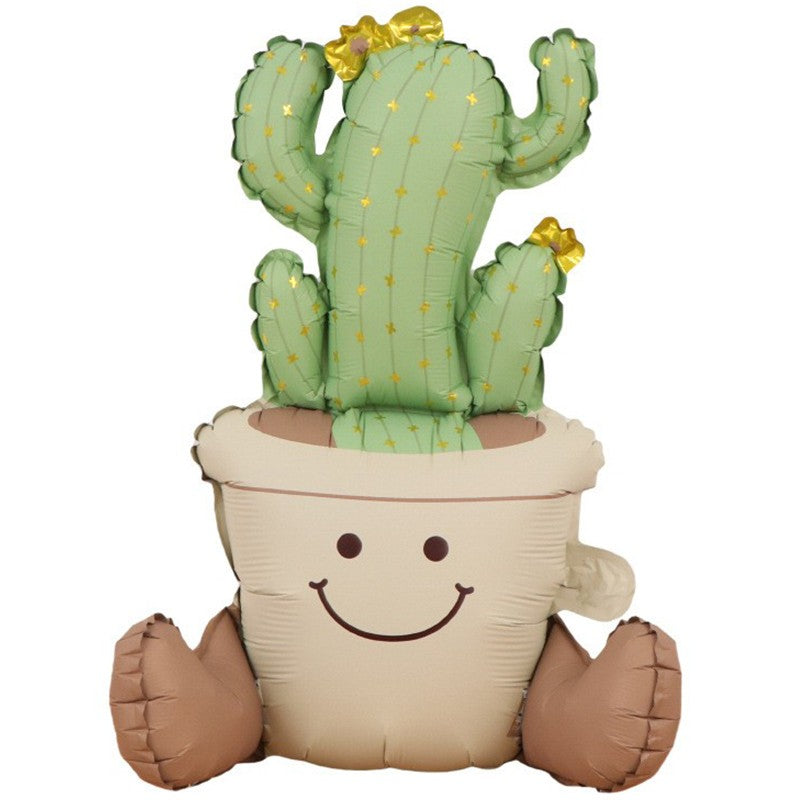 Balon din Folie Metalizata, Flippy, Figurina Animata, Model Ghivechi Cactus, 57.5 x 56 cm, Ambalaj Individual, Pai