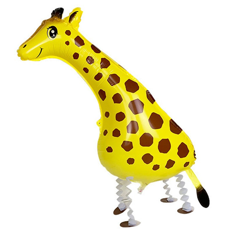 Balon din Folie Metalizata, Flippy, Figurina Animata, Model Girafa, 90x37 cm, Ambalaj Individual, Pai Inclus, Umflare
