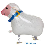 Balon din Folie Metalizata, Flippy, Figurina Animata, Model Oaie, 66x46 cm, Ambalaj Individual, Pai Inclus, Umflare cu
