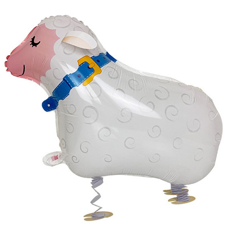 Balon din Folie Metalizata, Flippy, Figurina Animata, Model Oaie, 66x46 cm, Ambalaj Individual, Pai Inclus, Umflare cu