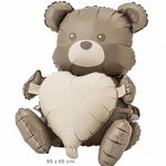 Balon din Folie Metalizata, Flippy, Figurina Animata, Model Ursulet cu Inima, 65 x 65 cm, Ambalaj Individual, Pai