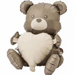 Balon din Folie Metalizata, Flippy, Figurina Animata, Model Ursulet cu Inima, 65 x 65 cm, Ambalaj Individual, Pai