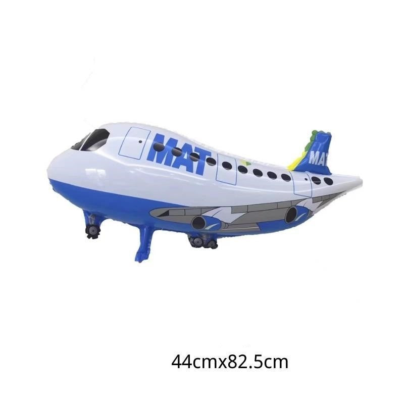 Balon din Folie Metalizata, Flippy, Figurina Avion, Tema Aeronava, 44x82.5 cm, Ambalaj Individual, Pai Inclus, Umflare