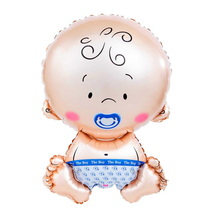 Balon din Folie Metalizata, Flippy, Figurina Baietel, Tema Botez, 73x48 cm, Ambalaj Individual, Pai Inclus, Umflare cu