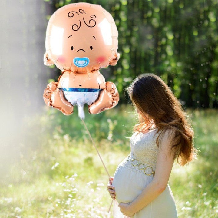 Balon din Folie Metalizata, Flippy, Figurina Baietel, Tema Botez, 73x48 cm, Ambalaj Individual, Pai Inclus, Umflare cu