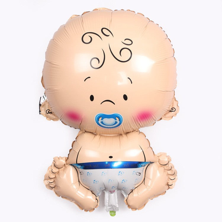 Balon din Folie Metalizata, Flippy, Figurina Baietel, Tema Botez, 73x48 cm, Ambalaj Individual, Pai Inclus, Umflare cu