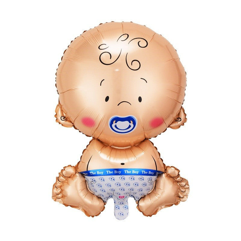 Balon din Folie Metalizata, Flippy, Figurina Baietel, Tema Botez, 73x48 cm, Ambalaj Individual, Pai Inclus, Umflare cu