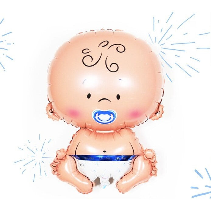 Balon din Folie Metalizata, Flippy, Figurina Baietel, Tema Botez, 73x48 cm, Ambalaj Individual, Pai Inclus, Umflare cu
