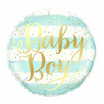 Balon din Folie Metalizata, Flippy, Figurina Cerc, Model Baby Boy, Tematica Gender Reveal, 45 cm, Ambalaj Individual,