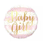 Balon din Folie Metalizata, Flippy, Figurina Cerc, Model Baby Girl, Tematica Gender Reveal, 45 cm, Ambalaj Individual,