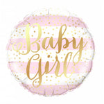 Balon din Folie Metalizata, Flippy, Figurina Cerc, Model Baby Girl, Tematica Gender Reveal, 45 cm, Ambalaj Individual,