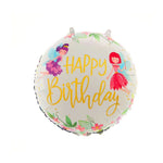 Balon din Folie Metalizata, Flippy, Figurina Cerc, Model Happy Birthday cu Zane, Tematica Aniversare, 45 cm, Ambalaj