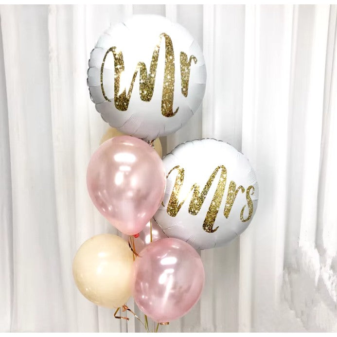 Balon din Folie Metalizata, Flippy, Figurina Cerc, Model MR, Tematica Nunta, 45 cm, Ambalaj Individual, Pai Inclus,