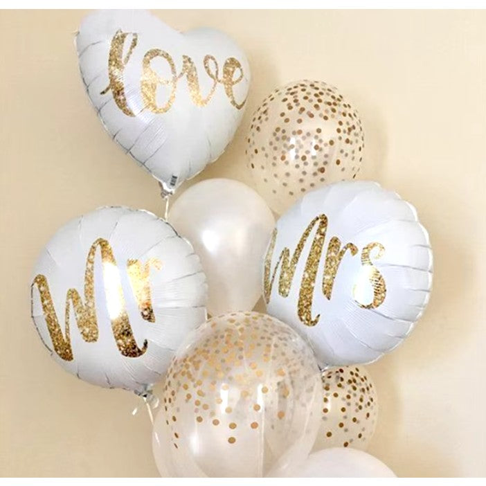 Balon din Folie Metalizata, Flippy, Figurina Cerc, Model MRS, Tematica Nunta, 45 cm, Ambalaj Individual, Pai Inclus,