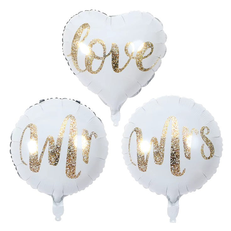 Balon din Folie Metalizata, Flippy, Figurina Cerc, Model MRS, Tematica Nunta, 45 cm, Ambalaj Individual, Pai Inclus,