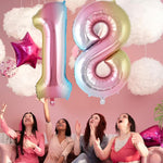Balon din Folie Metalizata Flippy, Figurina Cifra Gradient, Tema Aniversare 40 cm, Ambalaj Individual, Pai inclus,
