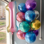Balon din Folie Metalizata Flippy, Figurina Cifra Gradient, Tema Aniversare 40 cm, Ambalaj Individual, Pai inclus,